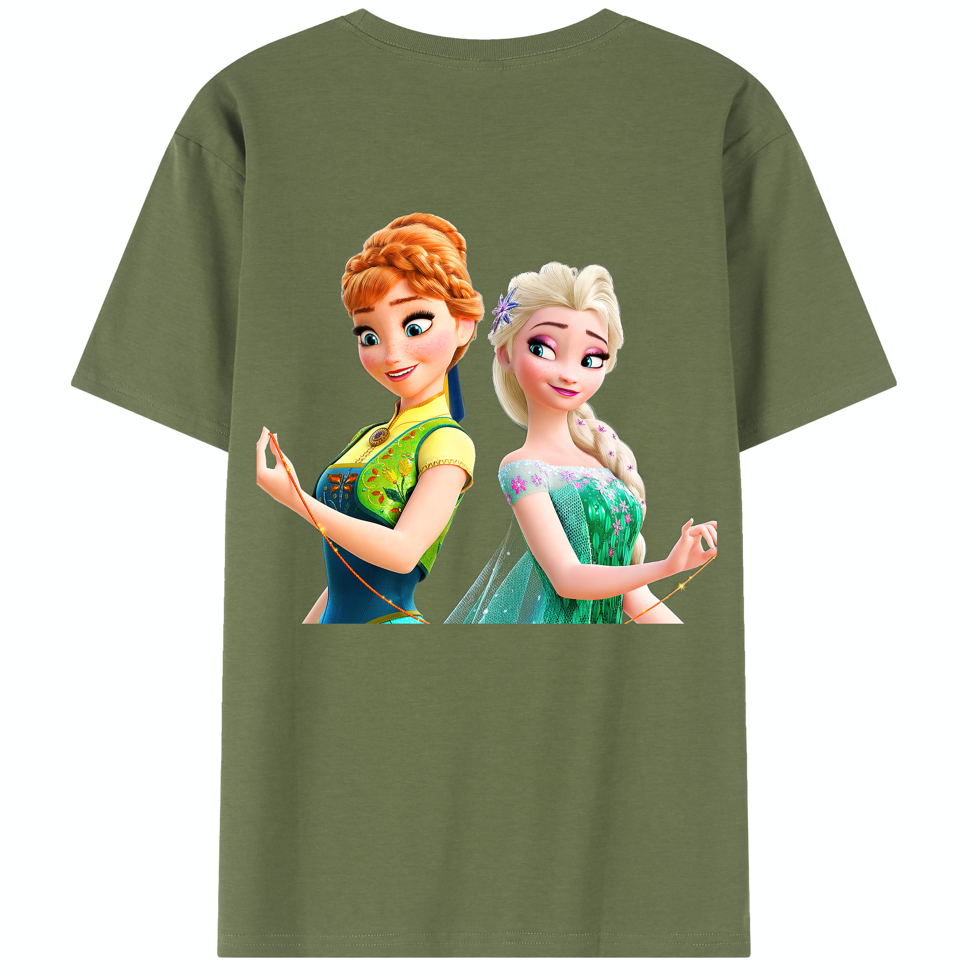 （画像用） アナと雪の女王 アンナ エルサ Frozen Anna Elsa 綿100％半袖Tシャツ（背面プリント）